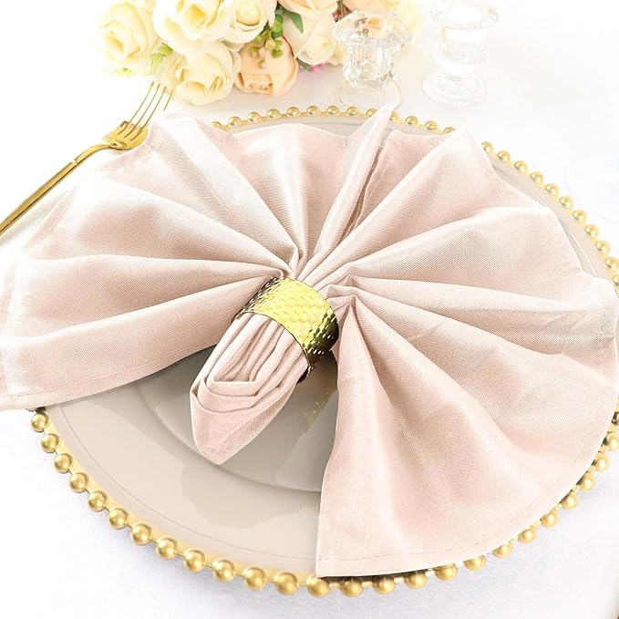 Efavormart Premium Cloth Napkins Set of 50, 20x20 Inch Blush Seamless Dinner Napkins, Washable Linen Table Napkin Cloth with Hemmed Edges for Weddings, Party and Banquet - Image 2