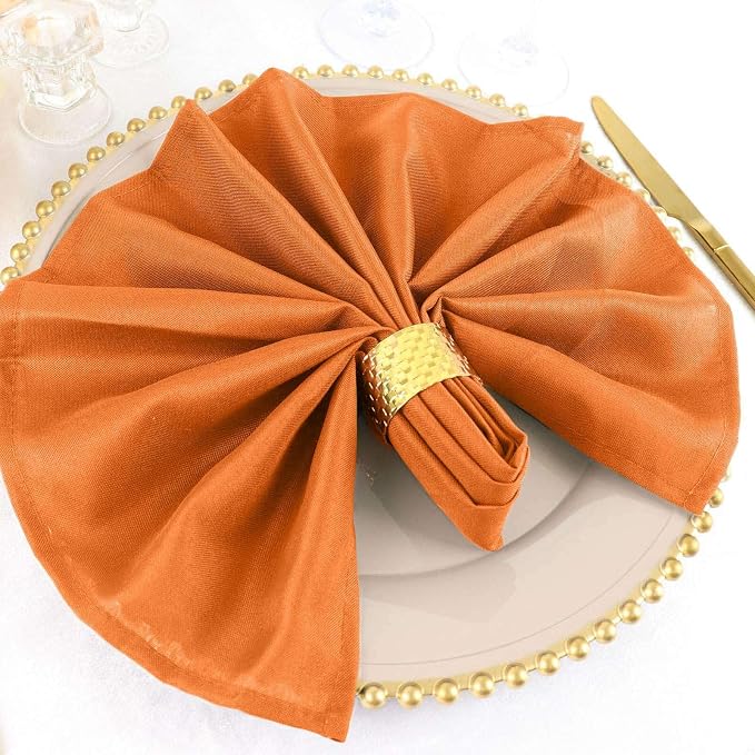 Efavormart Premium Cloth Napkins Set of 10, 20x20 Inch Orange Seamless Dinner Napkins, Washable Linen Table Napkin Cloth with Hemmed Edges for Weddings, Party and Banquet - Image 8