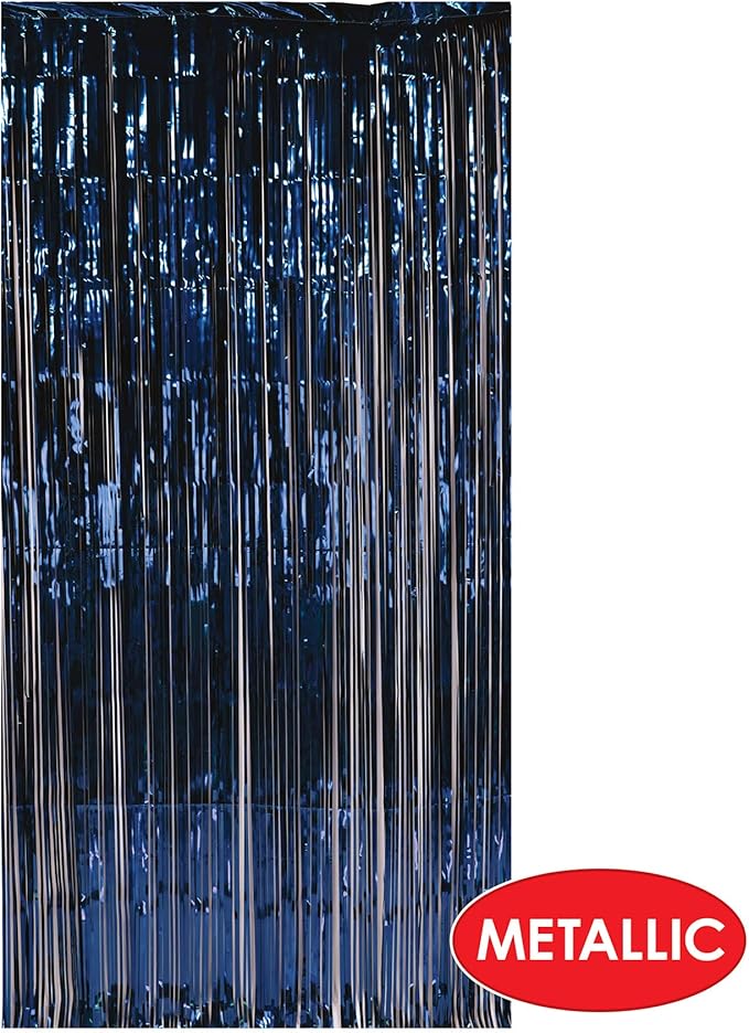 Beistle 1-Ply Tinsel Foil Fringe Curtain Photo Booth Backdrop, Birthday Party Decorations, Wedding Reception, Baby Shower Celebration, Graduation Supplies