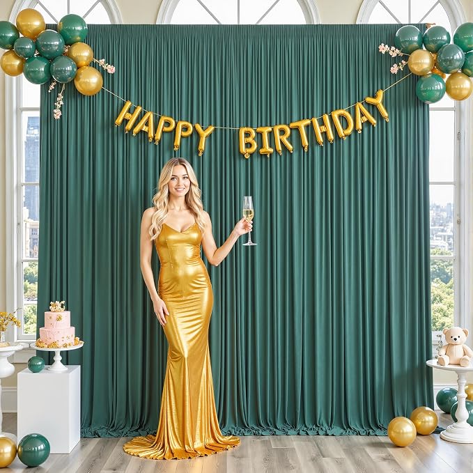 40ft x 10ft Hunter Green Backdrop Curtain for Parties Dark Green Wrinkle Free Backdrop Drapes Panels for Baby Shower Birthday Party Photo Photography Polyester Fabric Background Decoration - Image 8