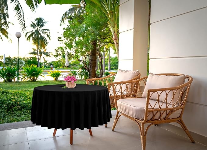 12 Pack Black Round Tablecloths, 70 Inch Polyester Table Cloth - Image 2