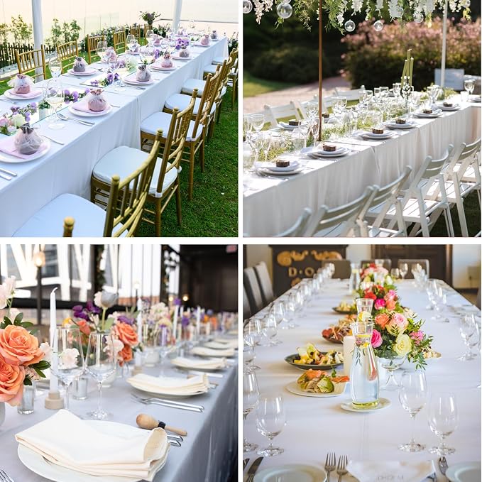 2 Pack White Rectangle Tablecloths 60x120 Inch for 8ft Tables | Washable Decorative Linen Polyester Table Cover for Dining Tables, Banquets Buffets Parties and Weddings - Image 4
