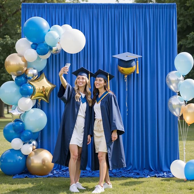 30ft×8ft Wrinkle Free Royal Blue Backdrop Curtain for Parties, 6 Panels 5×8ft Soft Silky Polyester Blue Photo Backdrop Drapes for Boss Baby Birthday Party Wedding Photography Background - Image 6