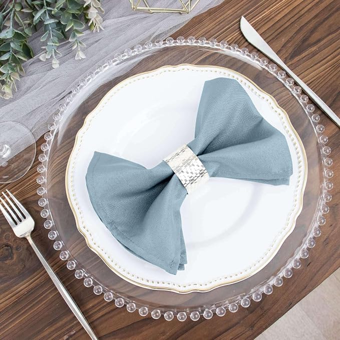 Tableclothsfactory Premium Pack of 100 Dusty Blue Premium 17" x 17" Washable Polyester Napkins Great for Wedding Party Restaurant Dinner Parties for Party & Decorations - Image 8