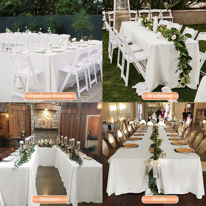 Showgeous 90x132 Inch Ivory Rectangle Tablecloth 6 Pack Fit 8FT Table | Stain Rectangule Polyester Table Cloth Wrinkle Resistant Washable Fabric Table Covers for Wedding Dining Parties - Image 7