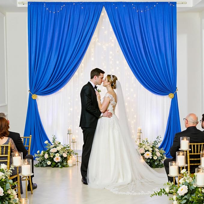 30ft×8ft Wrinkle Free Royal Blue Backdrop Curtain for Parties, 6 Panels 5×8ft Soft Silky Polyester Blue Photo Backdrop Drapes for Boss Baby Birthday Party Wedding Photography Background - Image 8