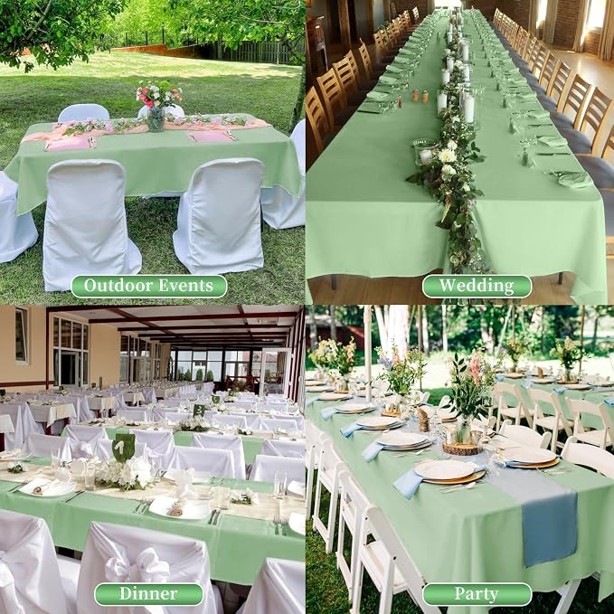 Showgeous 60x102 Inch Sage Green Rectangle Tablecloth 10 Pack Fit 6FT Table | Stain Rectangule Polyester Table Cloth Wrinkle Resistant Washable Fabric Table Covers for Wedding Dining Parties - Image 7