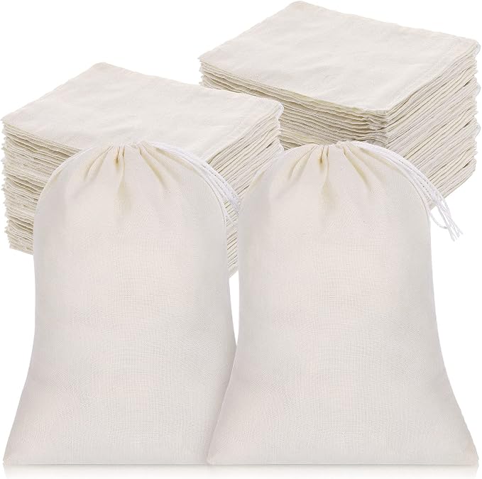Tatuo 200 Pack Muslin Bags Burlap Drawstring, 6 x 8 Inch | Cotton Linen Fabric Reusable, Tea Sachets Gift Packaging, Canvas Pouch for Jewelry Trinkets,Multipurpose Linen Pouch by Tatuo
