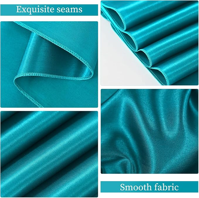 Showgeous 50 Pack Turquoise Satin Chair Sashes Bows,7x108 Inches | Silky satin finish, secure stitching, overlocked edges, flexible tie styling, reusable, machine washable - Image 3