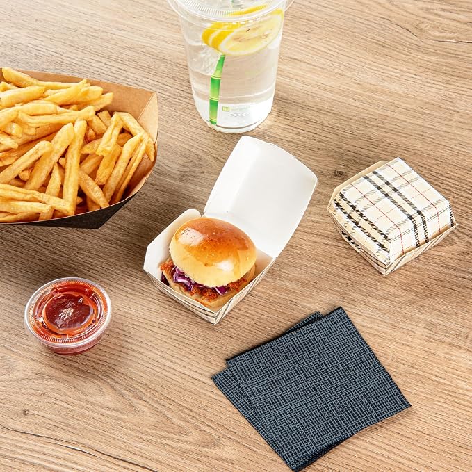 Restaurantware Paper Plaid Slider Box, 2.5 x 2 In, 100 Pack - Image 7