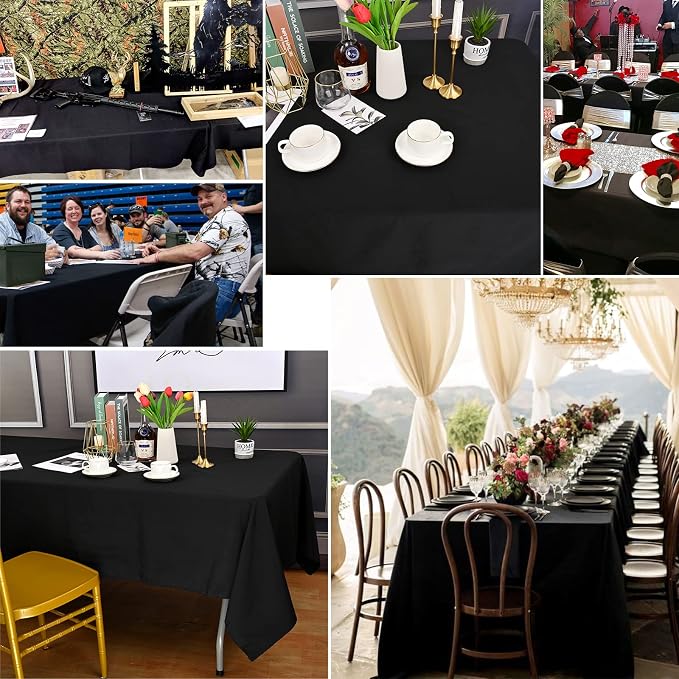 10 Pack Black Tablecloths for 8ft Tables-60 x 126 Inch | Polyester Table Cover, Stain and Wrinkle Resistant Washable Fabric Table Cloth, Perfect for Wedding Banquet Parties - Image 5