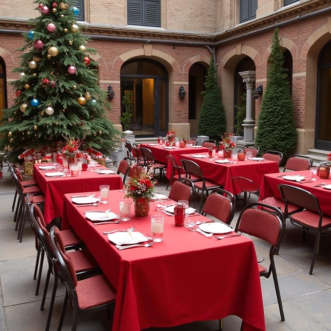sancua Rectangle Tablecloths Table Cloth, 54x108 Inch 8 Pack, Christmas Red | For 6 Foot Rectangular Tables, Washable Polyester Fabric Cover for Wedding Party, Birthday, Banquet Reception - Image 3