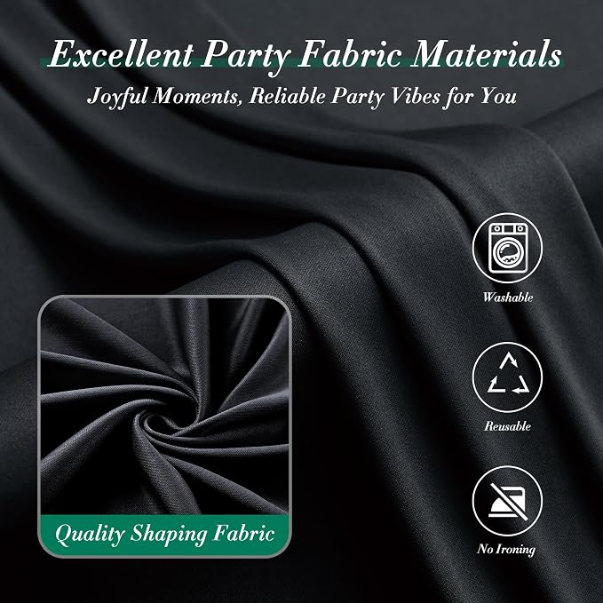 60 ft x 10 ft Wrinkle Free Black Backdrop Curtain for Parties, 12 Panels 10ft Polyester Black Photo Backdrop Drapes for Graduation Birthday Wedding Party Stage Curtains - Image 7