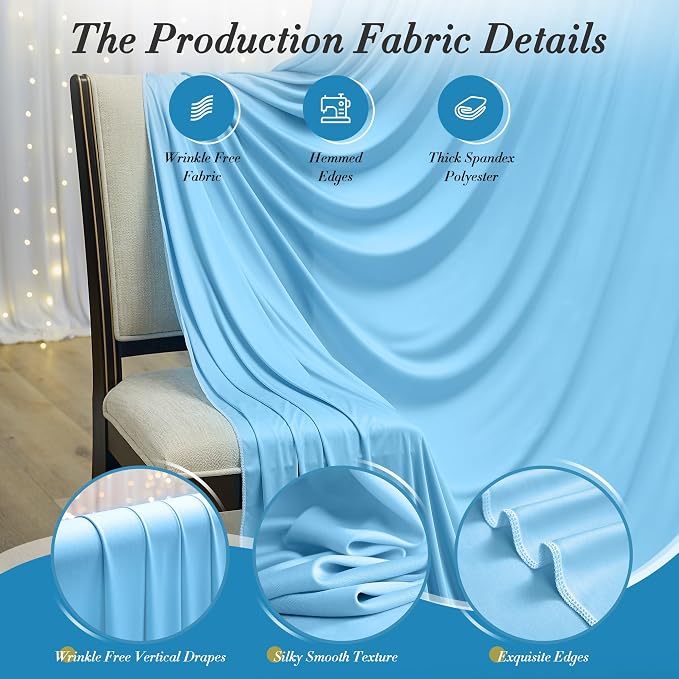 30 ft x 10 ft Wrinkle Free Baby Blue Backdrop Curtains for Parties, 6 Panels 5 ft x 10 ft Polyester Light Blue Photo Backdrop Drapes for Birthday Wedding Party Baby Shower Photography - Image 4