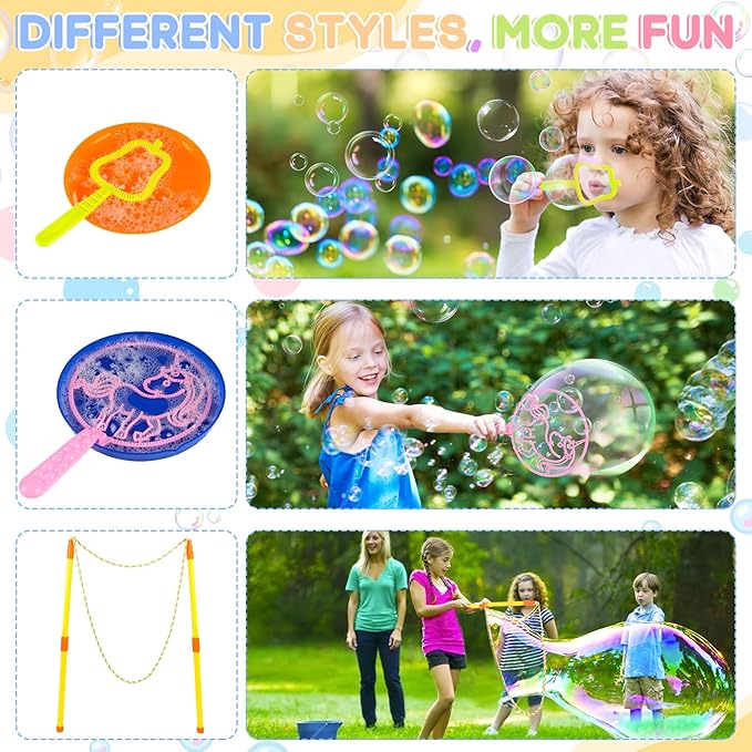 27 Pcs Big Bubble Wands Toys Set, Giant Bubble Wands with Tray for Kids Summer Outdoor Toys Bubbles Party Favors Bubbles Maker Bulk for Kids Toddlers Boys Girls Age 3 4 5 6 7 8+