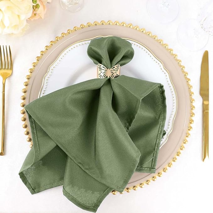 Efavormart Premium Cloth Napkins Set of 10, 20x20 Inch Willow Green Seamless Dinner Napkins, Washable Linen Table Napkin Cloth with Hemmed Edges for Weddings, Party and Banquet by efavormart