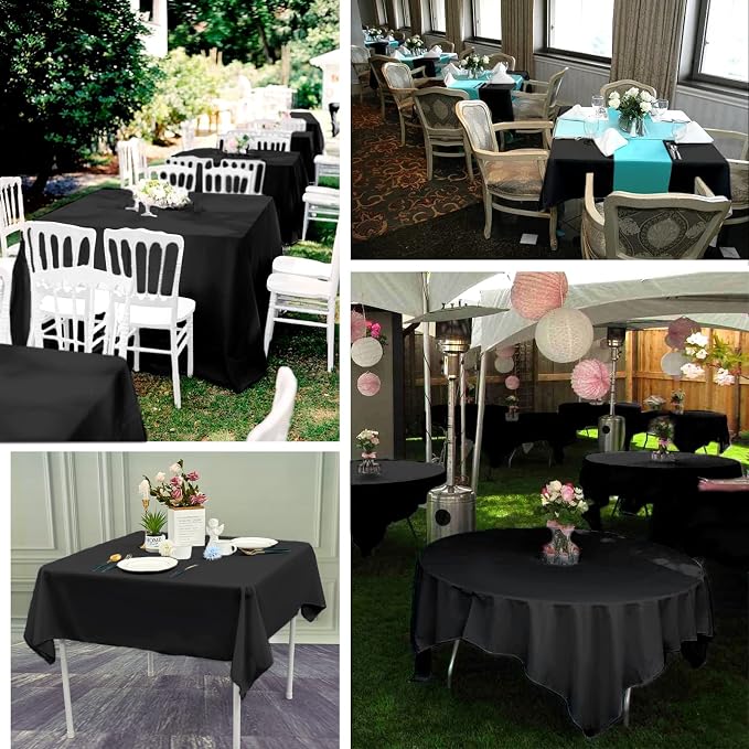 6 Packs Black Square Tablecloths 52 x 52 Inch | Polyester Table Cloth for Square Tables, Stain Wrinkle Resistant Washable Fabric, Perfect for Wedding Banquet Party - Image 7