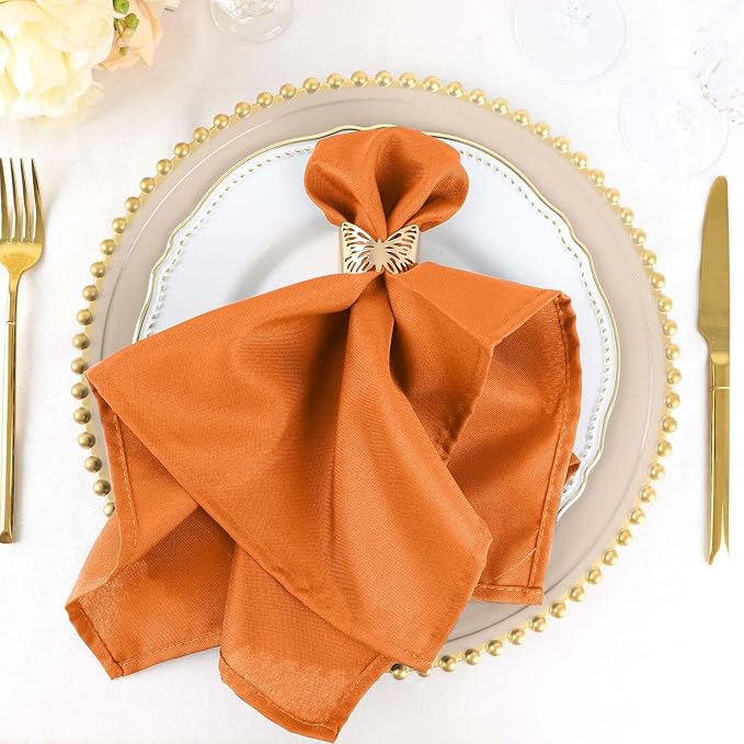 Efavormart Premium Cloth Napkins Set of 10, 20x20 Inch Orange Seamless Dinner Napkins, Washable Linen Table Napkin Cloth with Hemmed Edges for Weddings, Party and Banquet - Image 5