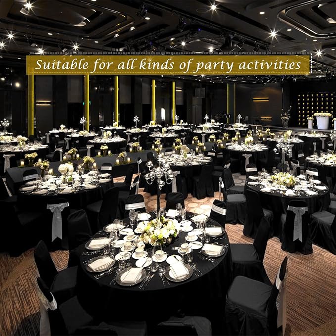 12 Pack Round Tablecloth 120 inch Black Table cloths for Round Tables,Stain and Wrinkle Resistant Washable Polyester Tablecloths Black Table Cloth 120 Inch Round Table Cloth for Wedding Party Birthday - Image 7