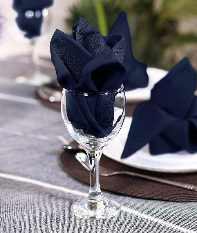 Utopia Home [12 Pack, Navy Blue] Cloth Napkins 20x20 Inches, 100% Polyester | Hemmed Edges, Washable and Reusable Ideal for Parties, Weddings and Dinners - Image 5