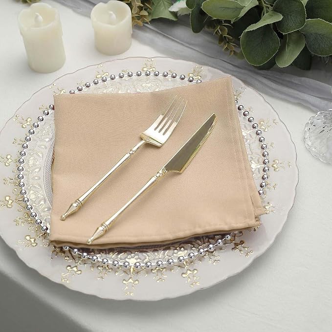 Tableclothsfactory Premium Pack of 100 Nude Premium 17" x 17" Washable Polyester Napkins Great for Wedding Party Restaurant Dinner Parties for Party & Decorations - Image 8