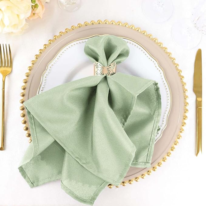 Efavormart Premium Cloth Napkins Set of 50, 20x20 Inch Sage Green Seamless Dinner Napkins, Washable Linen Table Napkin Cloth with Hemmed Edges for Weddings, Party and Banquet - Image 5