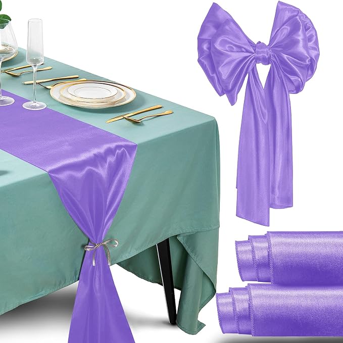 SI Pack of 20 Wedding 12 x 108 inch Satin Table Runner for Wedding, Decorations for Graduations, Engagements, Birthday Parties, Banquets, Runners fit Rectangle, Round Table - Lavender by Unknown