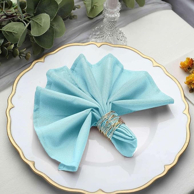 Tableclothsfactory Premium Pack of 100 Blue Premium 17" x 17" Washable Polyester Napkins Great for Wedding Party Restaurant Dinner Parties for Party & Decorations - Image 2