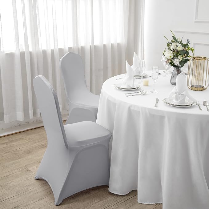 SuperO Waterproof Spandex Chair Cover 25PCS, Stretch Dining Chair Covers, Polyester Outdoor Chair Covers, Protector Stretch Chair Cover for Party Universal, Banquet, Wedding Event, Hotel(Silver) - Image 7