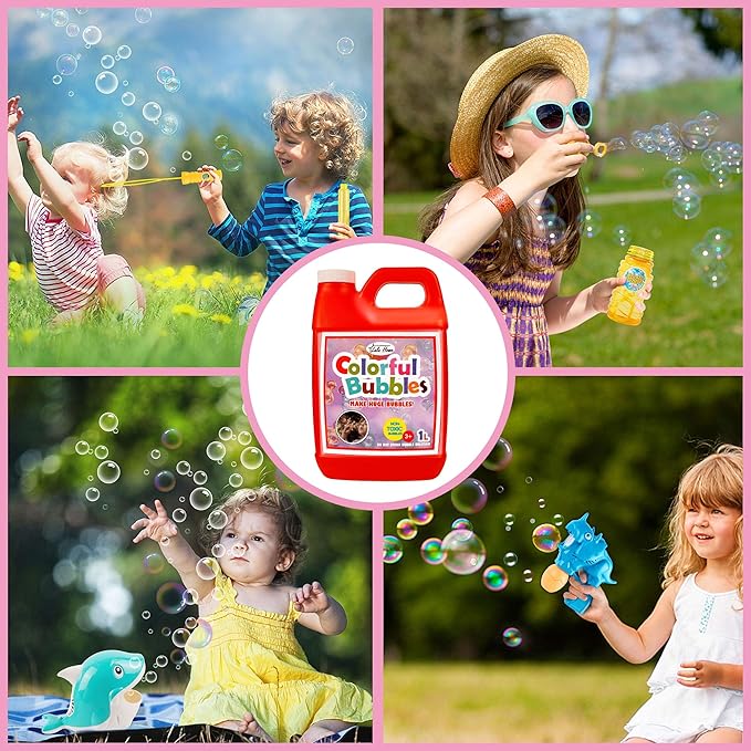 Lulu Home Concentrated Bubble Solution, 1 L/ 33.8 OZ Refill for Bubble Machines, Giant Wands, and Blowers - Up to 2.5 Gallons for Kids' Birthday Parties