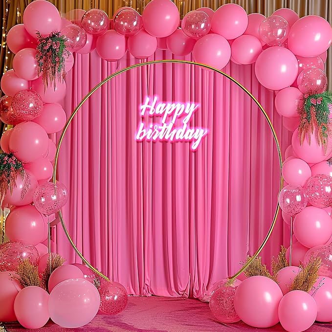 Hot Pink Backdrop Curtains 8 x 10 ft for Photo Background Wrinkle-Free | Soft Polyester Fabric,Natural Drape,Top Rod Pocket,Washable & Reusable,For Wedding Birthday Party Decor,4ft x 10ft 2 Panels - Image 3