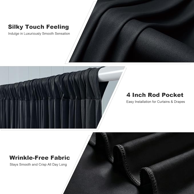40x10ft Black Backdrop Curtains for Parties, 8 Panels 5x10ft Wrinkle-Free Polyester Background Curtains for Wedding, Birthday, Baby Shower,Graduation, Decorations - Image 4