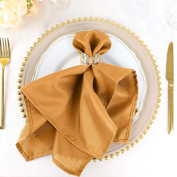 Tableclothsfactory Premium Pack of 100 Premium Gold 20" x 20" Washable Polyester Napkins Great for Wedding Party Restaurant Dinner Parties for Party & Decorations - Image 6