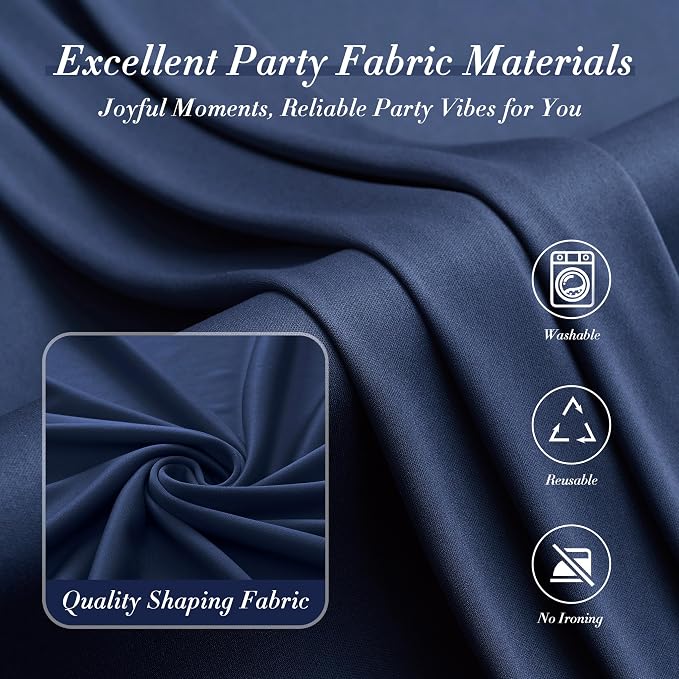 30 ft x 8 ft Navy Blue Backdrop Curtain Panels, 6 Panels 5 ft x 8 ft Wrinkle Free Polyester Photography Backdrop Drapes, Wedding Party Home Decoration Supplies - Image 4