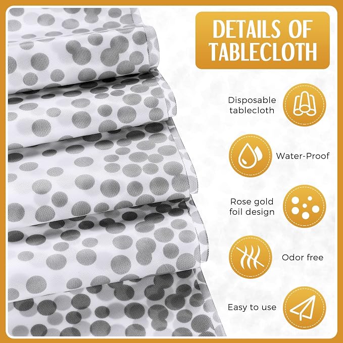 24 Packs Tablecloths Satin Runner White and Silver Graduation | 54x108 Inch Disposable Tablecloth and 12x108 Inch Satin Runners for Wedding Birthday Party Baby Shower Christmas New Year - Image 3