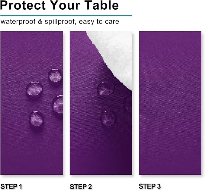 Hiasan Waterproof Tablecloth Rectangle, Royal Purple, 30 x 60 Inch, 1 Pack | Wrinkle Resistant, Spillproof, Washable Fabric Table Cloth for Dining Room/Kitchen/Birthday/Party/Halloween/Outdoor Use - Image 3