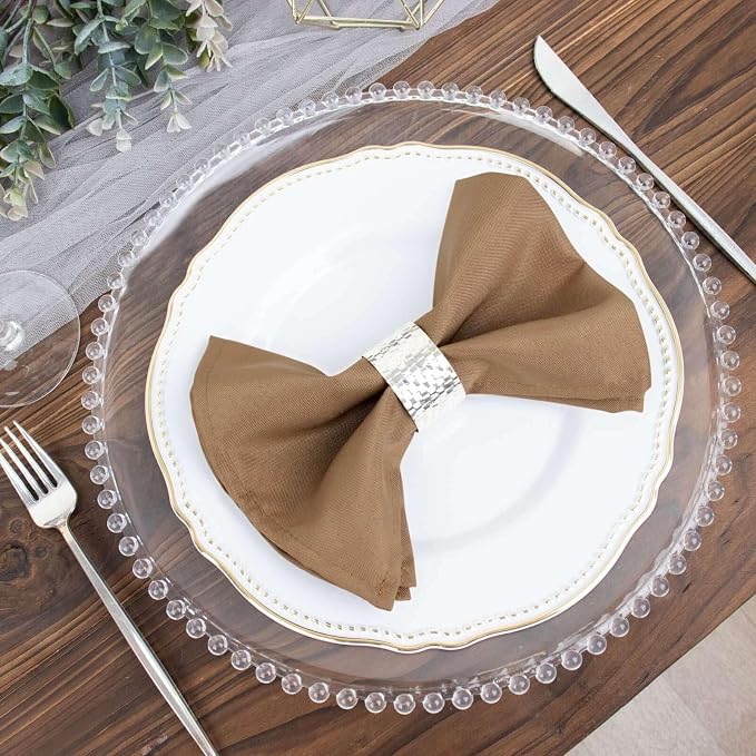 Tableclothsfactory Premium Pack of 25 Taupe Premium 17" x 17" Washable Polyester Napkins Great for Wedding Party Restaurant Dinner Parties for Party & Decorations - Image 2