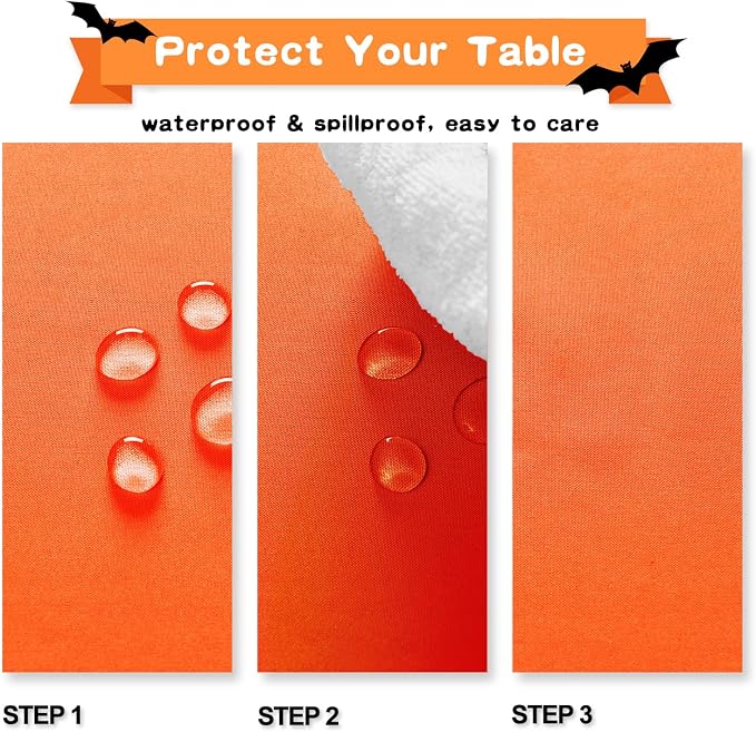Hiasan Pumpkin Orange Rectangle Tablecloth, 70 x 90 Inch, 1 Pack | Waterproof, Washable Polyester Fabric Table Cloth for Buffect/Dining/Birthday/Party/Wedding/Halloween/Outdoor Picnic - Image 3