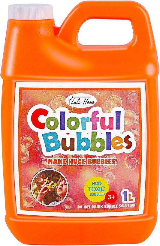 Lulu Home Concentrated Bubble Solution, 1 L/ 33.8 OZ Refill for Bubble Machines, Giant Wands, and Blowers - Up to 2.5 Gallons for Kids' Birthday Parties