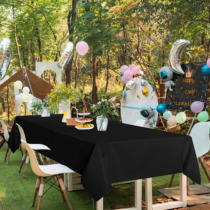 sancua Black Tablecloths 60x120 Inch for 8 Foot Tables, 6 Pack | Rectangle Washable Fabric Table Cloth for Wedding Party, Birthday, Banquet Reception, Reusable Polyester Covers - Image 8