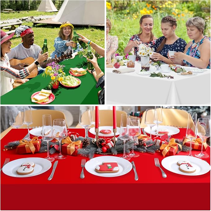 MASHAN 12 Pack Christmas Tablecloth Bulk, Red White Green Disposable Tablecloths, Rectangle Italy Theme Table Covers for Christmas Family Gathering Dining and Italian Party Decoration,54 x 108 Inch - Image 7