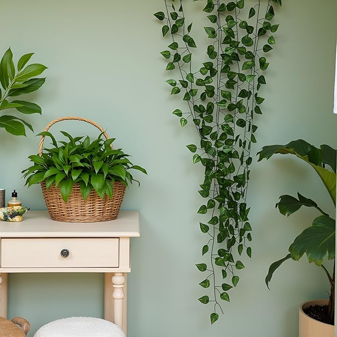 48 Pack 336 Feet Fake Greenery Hanging Garland, Artificial Ivy Leaf Plants, Vine Leaves, Flowers Foliage for Bedroom Garden Wall Decor - Image 6