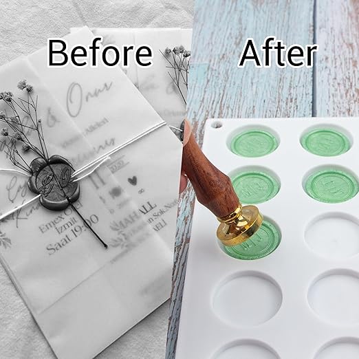 Wax Seal Mold Kit, Silicone Mat for Wax Seal Stamp, 100 Pcs Double Sided Adhesive Wax Seal Stickers and 30 Cavity Cylinder Wax Seal Mold