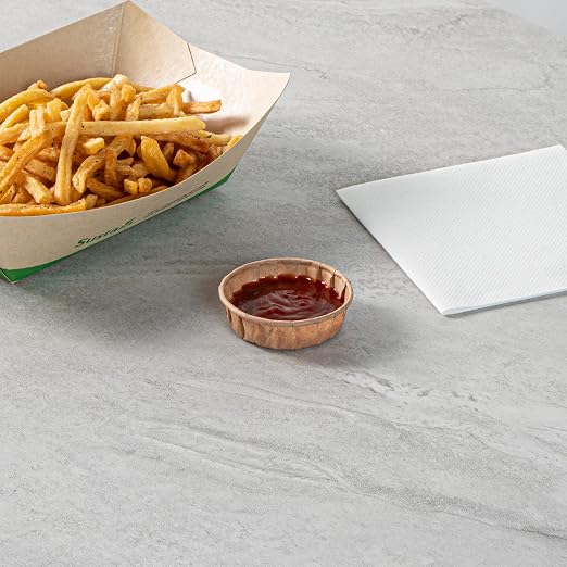 Restaurantware-Sustain 1 Ounce Portion Cups, 100 Disposable Condiment Cups - Compostable, Versatile, Kraft Paper Sample Food Cups, Stylish, For Serving Dips, Jams, Sauces, Nuts, And More - Image 6