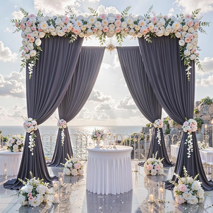 30 ft x 10 ft Wrinkle Free Charcoal Backdrop Curtain for Parties, Dark Grey Polyester Photo Backdrop Drapes for Baby Shower Wedding Engagement Birthday Party Backdrop Stand,5ft x 10ft 6 Panels - Image 2