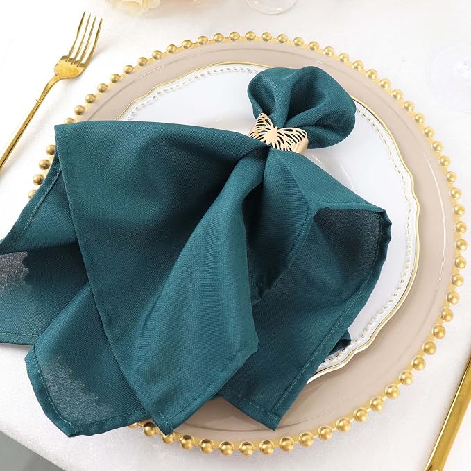 Tableclothsfactory Premium Pack of 5 Premium Peacock Teal 20" x 20" Washable Polyester Napkins Great for Wedding Party Restaurant Dinner Parties - Image 8