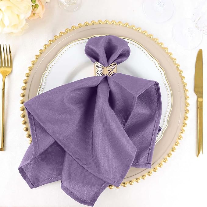 Efavormart Premium Cloth Napkins Set of 10, 20x20 Inch Violet Seamless Dinner Napkins, Washable Linen Table Napkin Cloth with Hemmed Edges for Weddings, Party and Banquet by efavormart