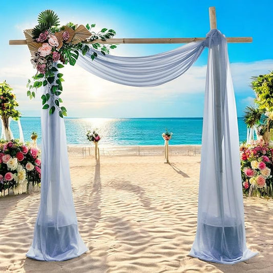 MDS Pack of 1 Wedding Arch Drape Panel (30" Width x 75ft Long) Sheer Chiffon Arbor Canopy Drapery Fabric for Wedding Ceremony Reception Decoration Party Ceiling Backdrop Curtain Swag - Dusty Blue