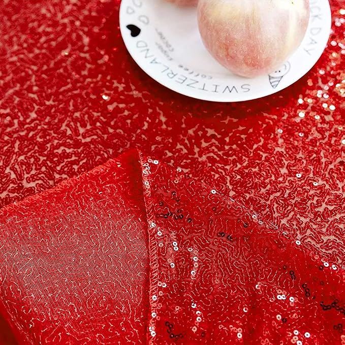 JYFLZQ Red Sequin Tablecloth Glitter Table Cover 50x80 Inch Rectangle - Image 5