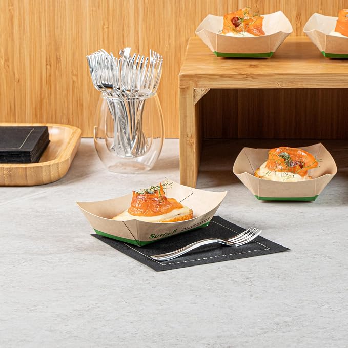 Restaurantware Paper Food Boat 400 Pack 4 oz Leak-Resistant Disposable Boat Tray Appetizer Serving Tray Durable Kraft Ideal For Rustic Food Presentation - Image 9